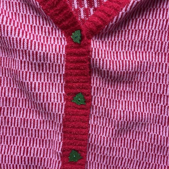 33 Degrees Christmas Cardigan Knit Sweater Plus Size 3XL Red Boxy Sparkle Button - Picture 2 of 10